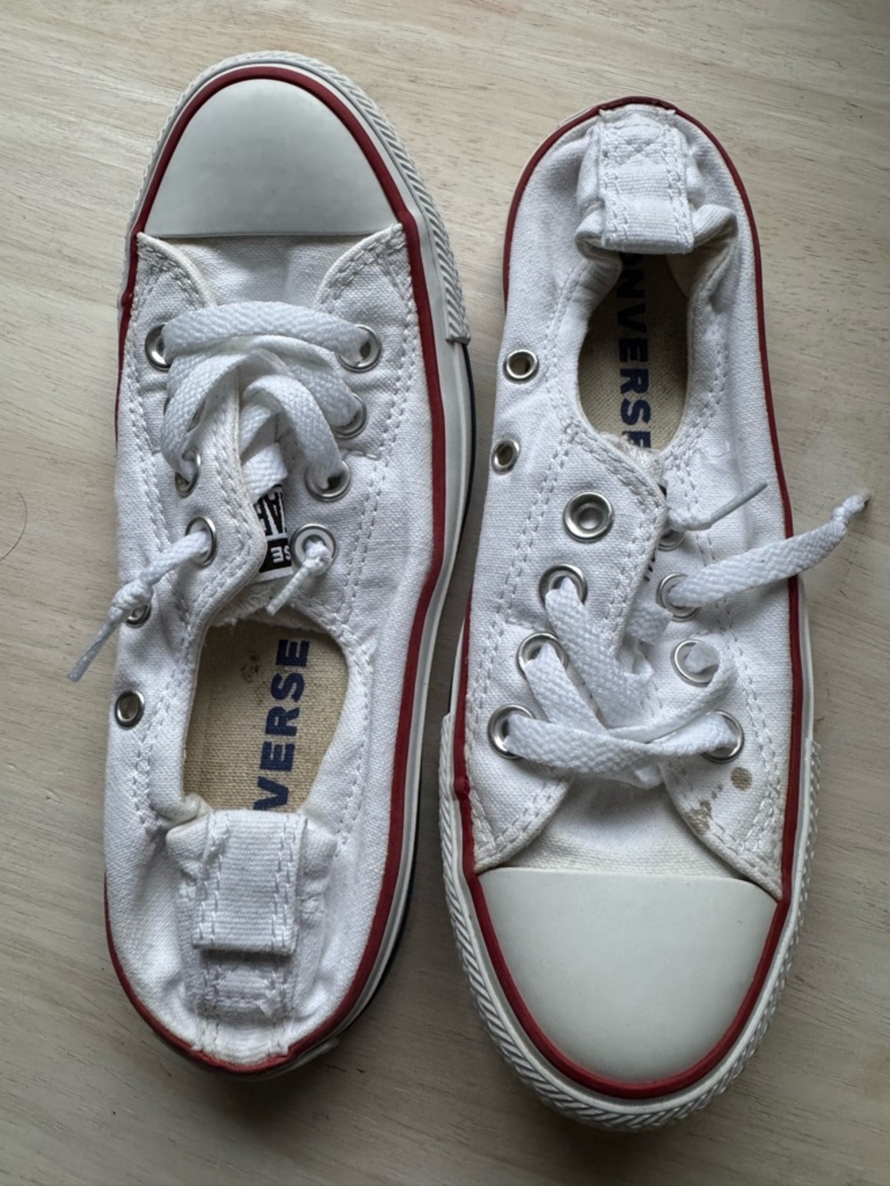 Converse Kids White Canvas Low-Top Sneakers with Red Trim